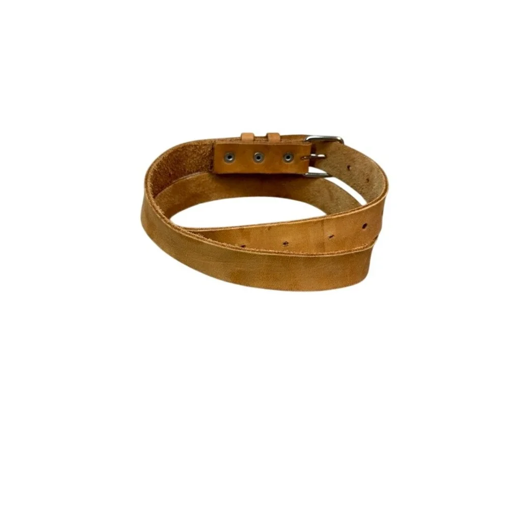 Tan Genuine Leather Belt Silver Buckle Handmade Casual Honey Brown 1 Inch Wide
